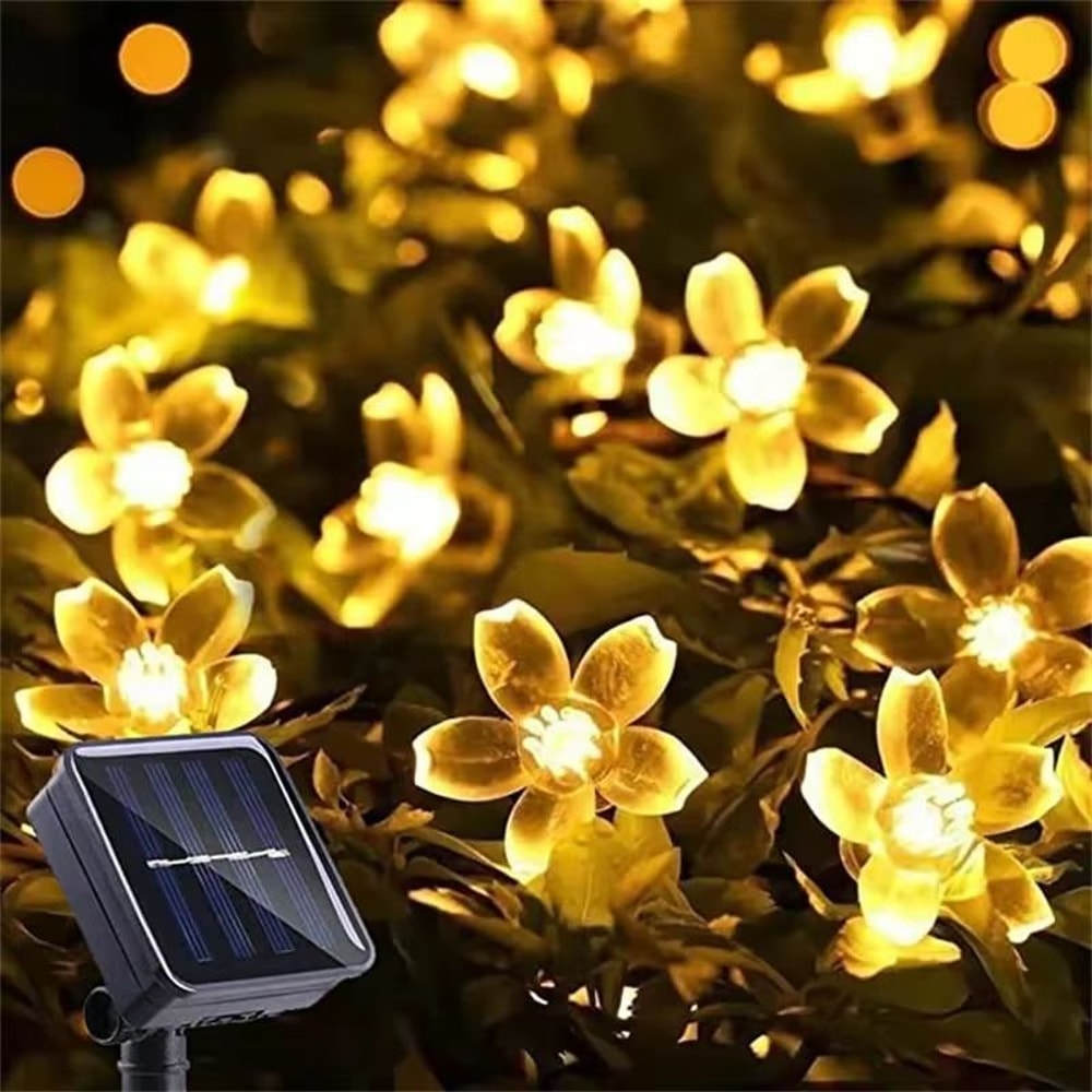 Solar Cherry Blossom Flower String Lights Waterproof Outdoor Garden Decoration 8