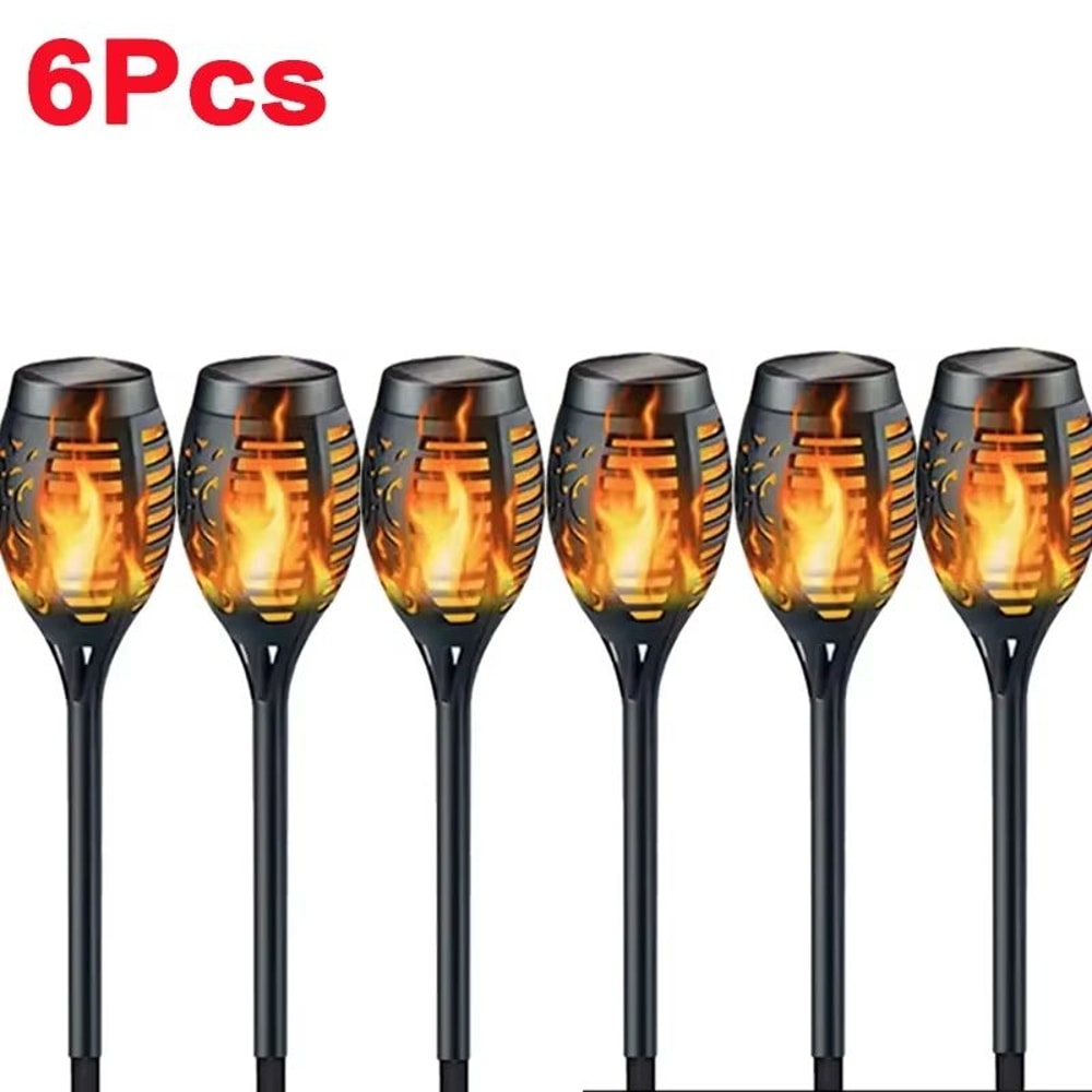 Solar Flame Torch Lights Flickering Waterproof Outdoor Garden And Pathway Decor Set 9