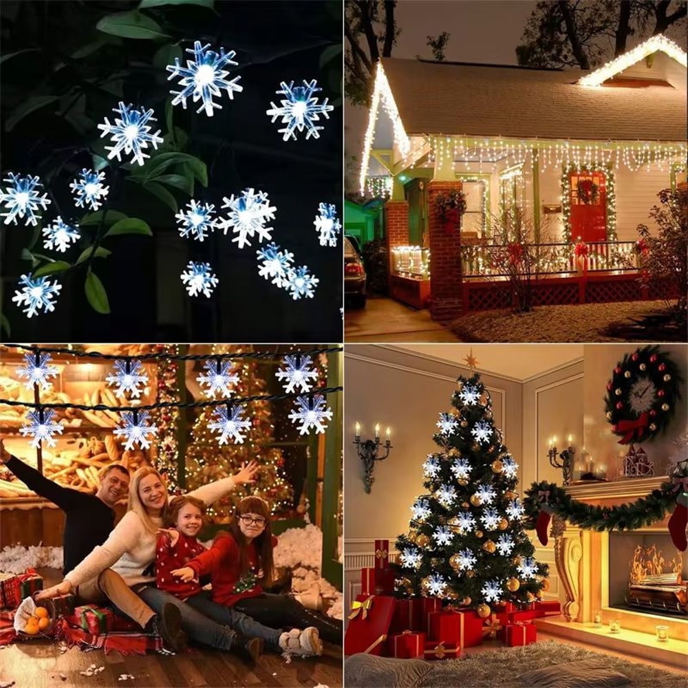 Outdoor Solar Snowflake String Lights For Garden Christmas And Wedding Decor 4