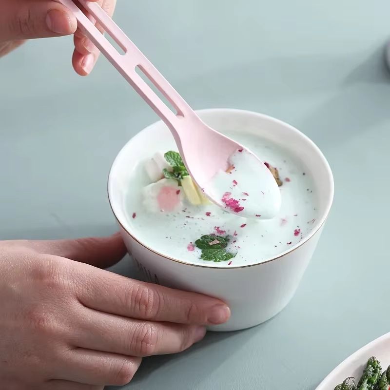 Portable Wheat Straw Travel Cutlery Set Detachable Eco Friendly Tableware For Camping And Picnic 3