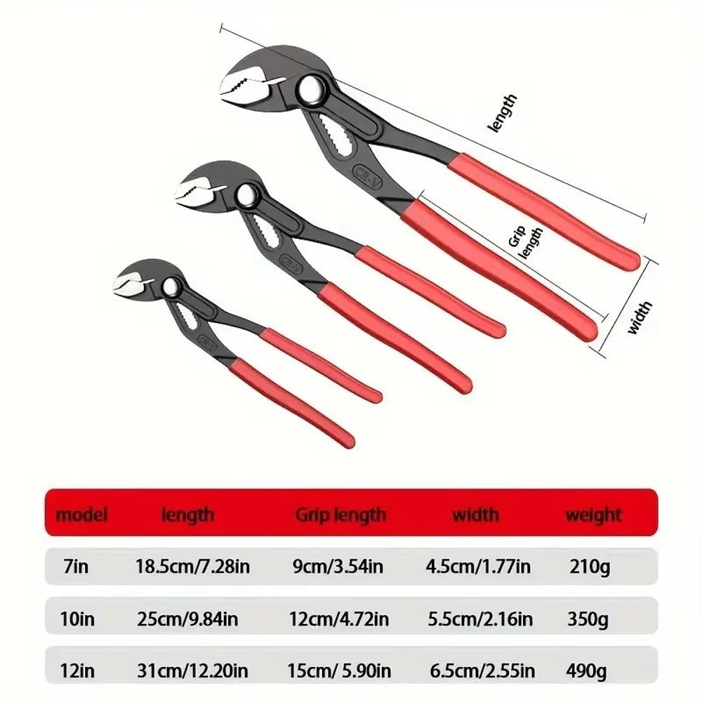 Large Opening Universal Adjustable Wrench Pliers 7in 10in Or 12in Quick Release Hand Tool 5