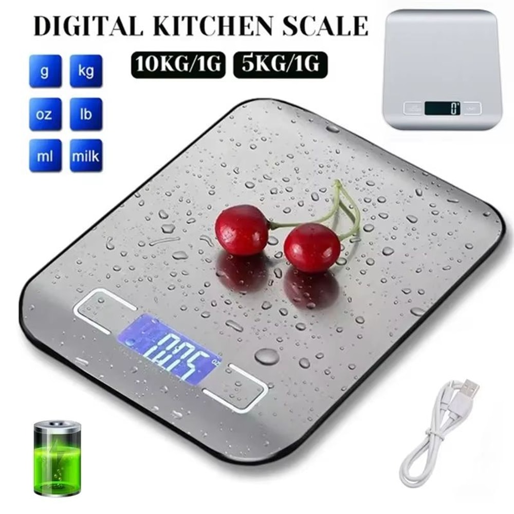 Portable Digital Kitchen Scale With Timer High Precision LED Display For Home Cooking 0