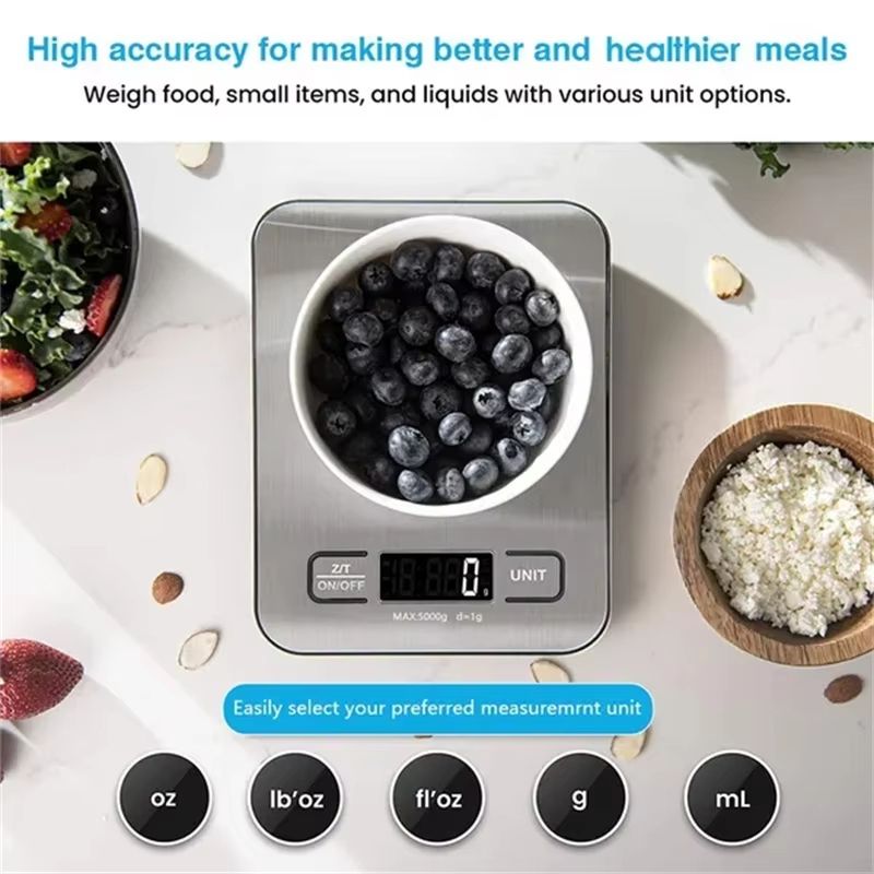 Portable Digital Kitchen Scale With Timer High Precision LED Display For Home Cooking 2