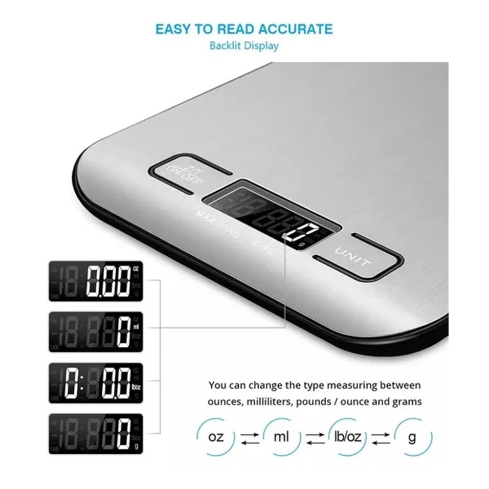 Portable Digital Kitchen Scale With Timer High Precision LED Display For Home Cooking 3