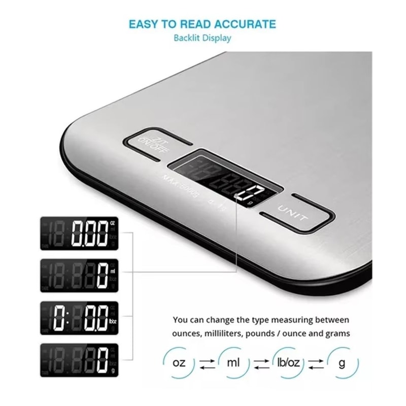 Portable Digital Kitchen Scale With Timer High Precision LED Display For Home Cooking 3