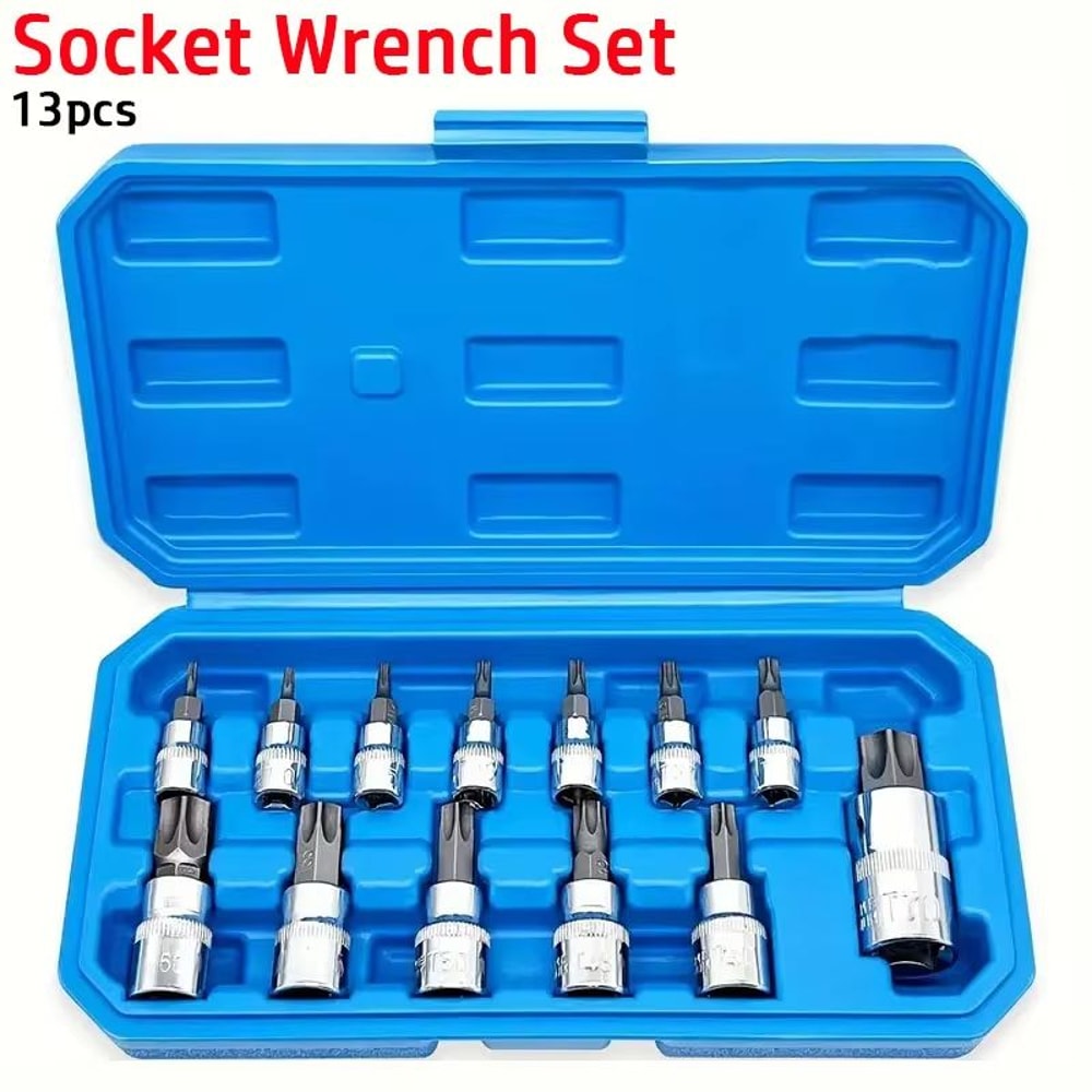 13Piece Torx Bit Socket Set T8T70 Star Screwdriver Bits With Storage Case 0