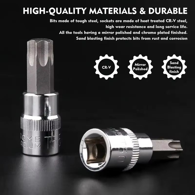 13Piece Torx Bit Socket Set T8T70 Star Screwdriver Bits With Storage Case 2