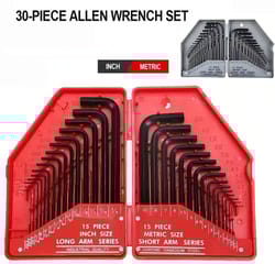 30-piece hex key wrench set sae and metric l-shaped allen wrenches chrome vanadium steel