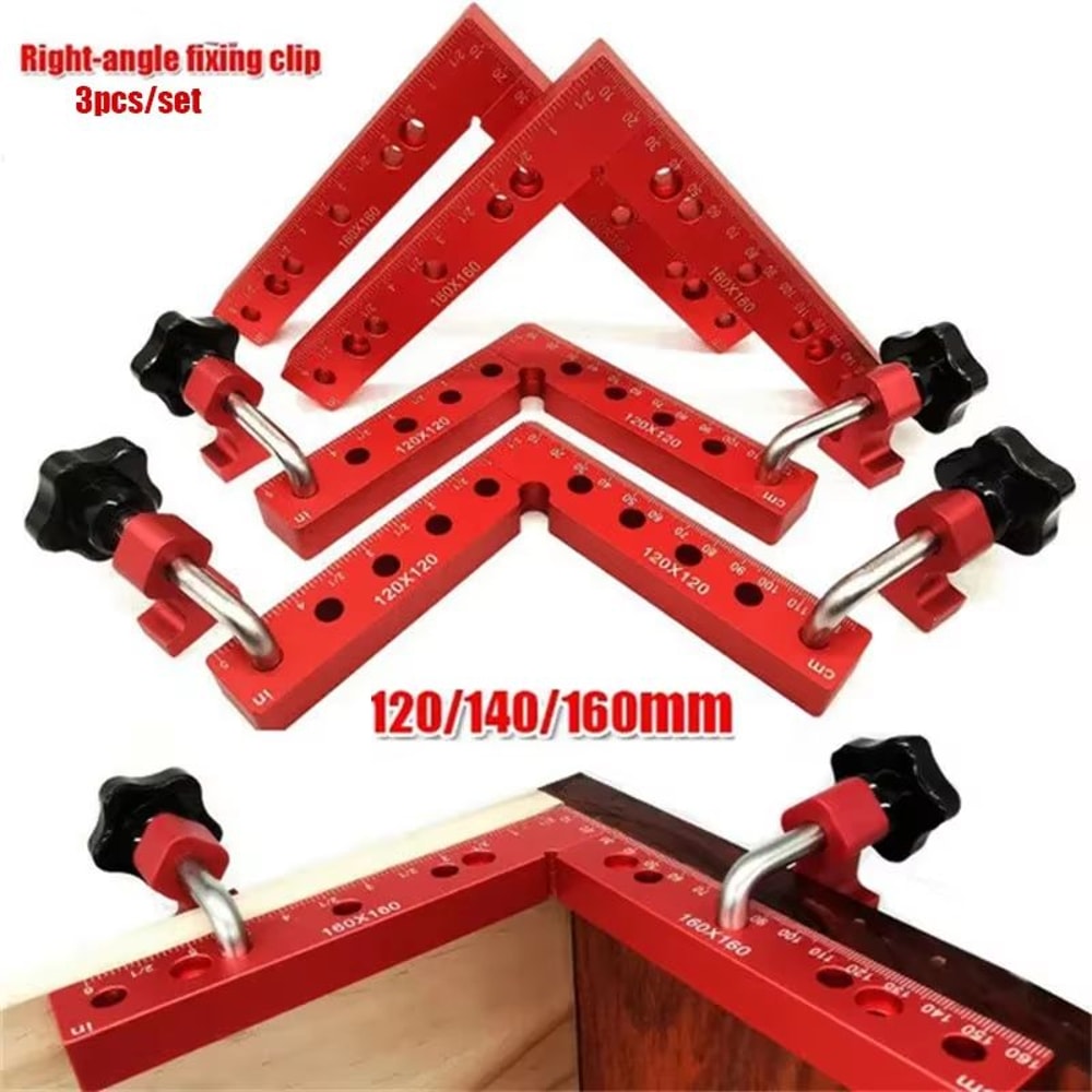 3Piece 90 Degree LShaped Woodworking Corner Clamps Carpenter Square Fixture Set 0