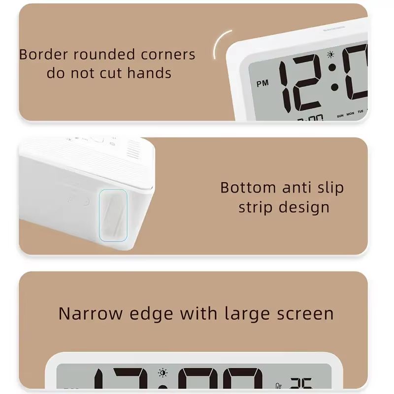 LCD Electronic Digital Alarm Clock With Temperature Humidity Display And Snooze Function 3