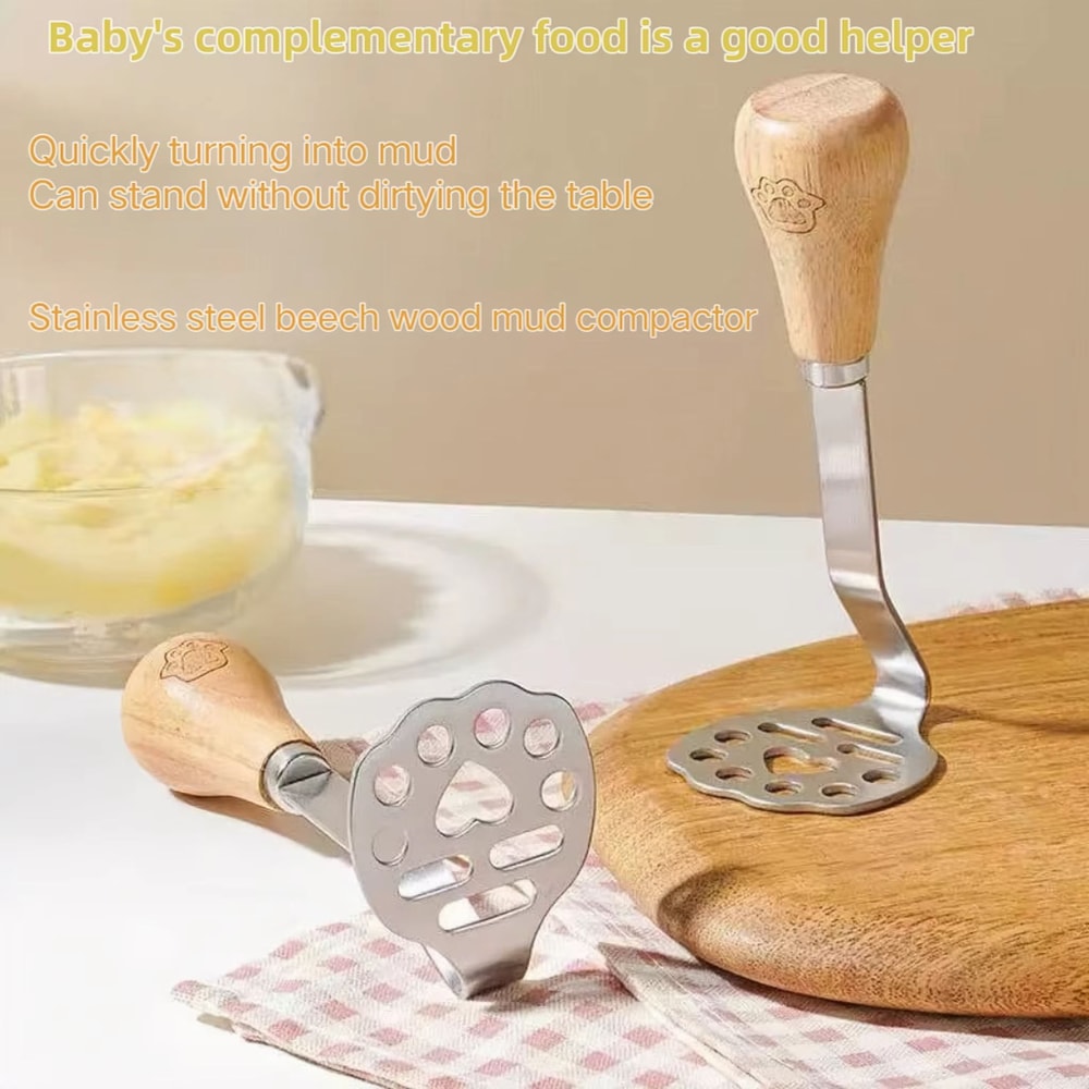 Stainless Steel Potato Ricer And Garlic Press With Wooden Handle For Smooth Mashed Potatoes And Bab 0
