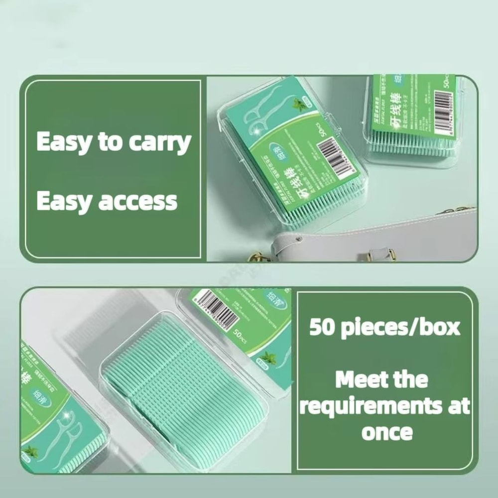 Double Line Dental Floss Picks 100150500PCS Portable Interdental Flossers With Toothpick Tip For Ad 3