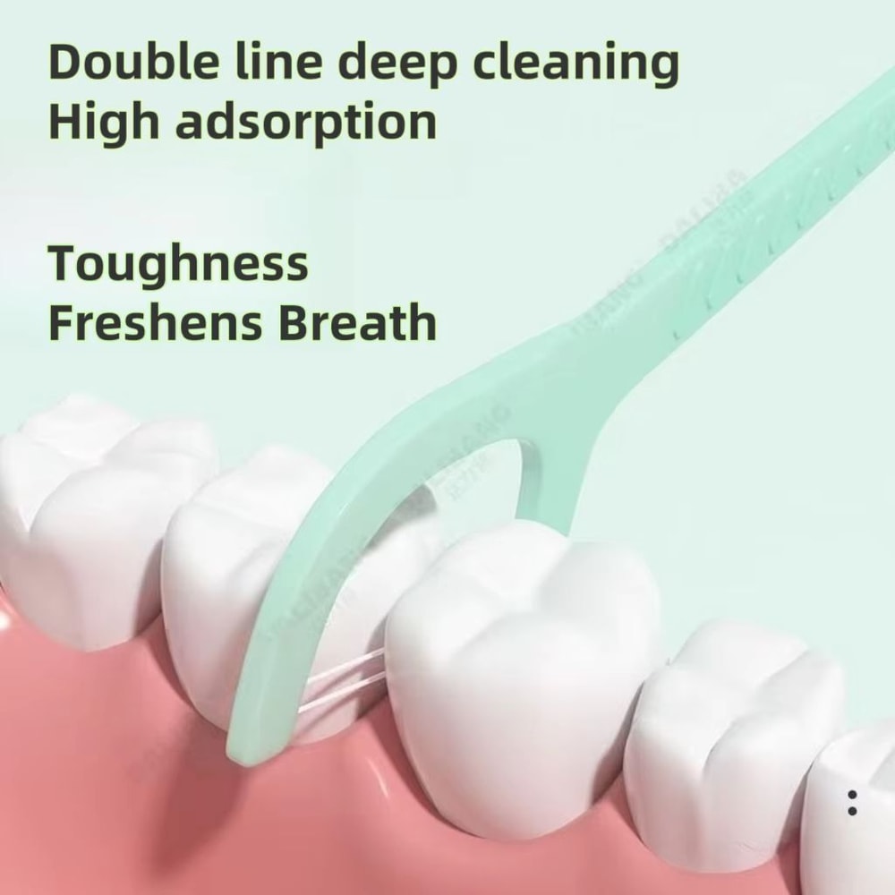 Double Line Dental Floss Picks 100150500PCS Portable Interdental Flossers With Toothpick Tip For Ad 4