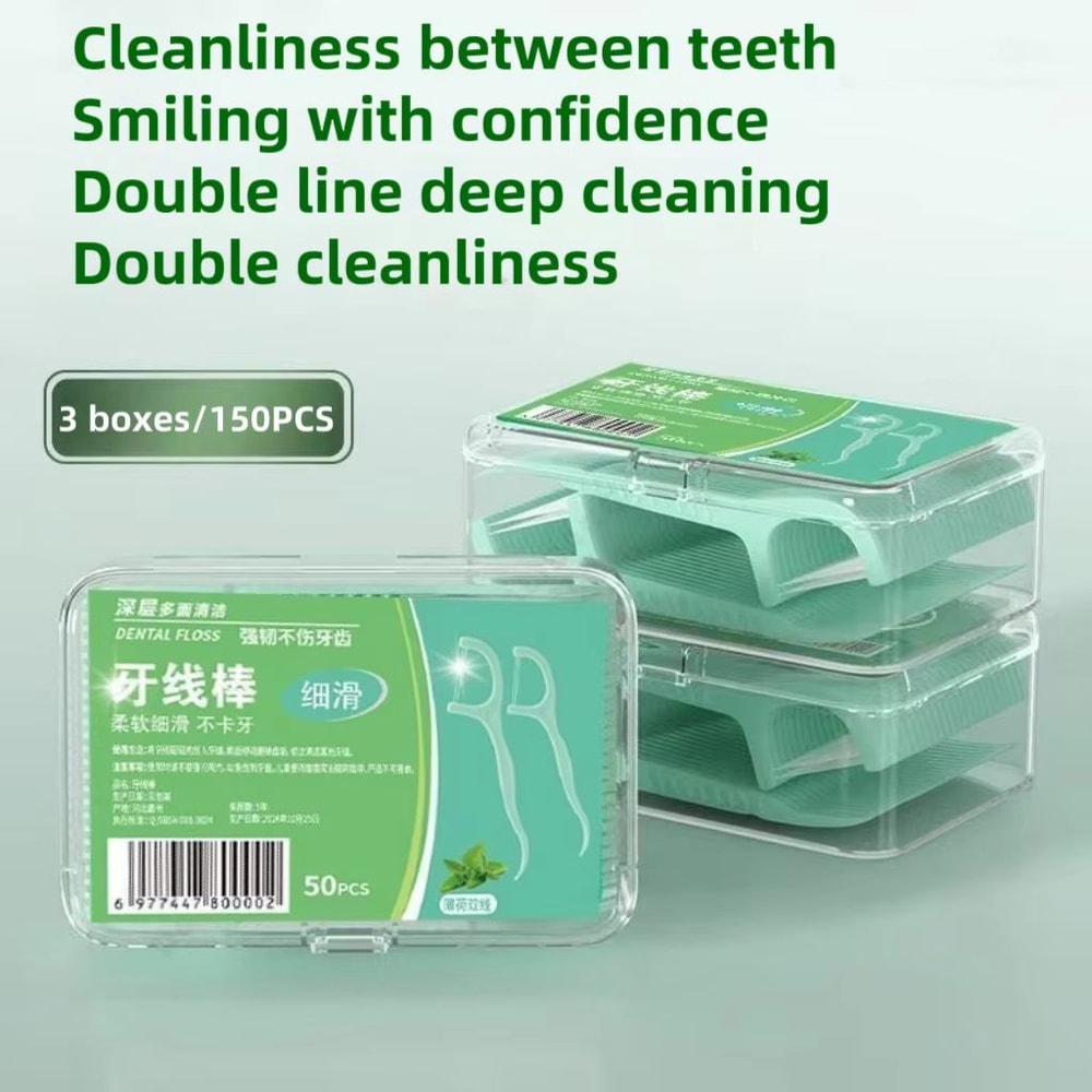 Double Line Dental Floss Picks 100150500PCS Portable Interdental Flossers With Toothpick Tip For Ad 7
