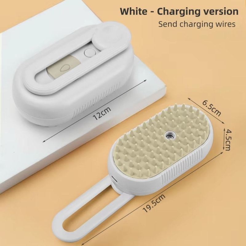 3in1 Pet Steam Brush With Spray Button Foldable Rotating Grooming Brush For Cats And Dogs 6