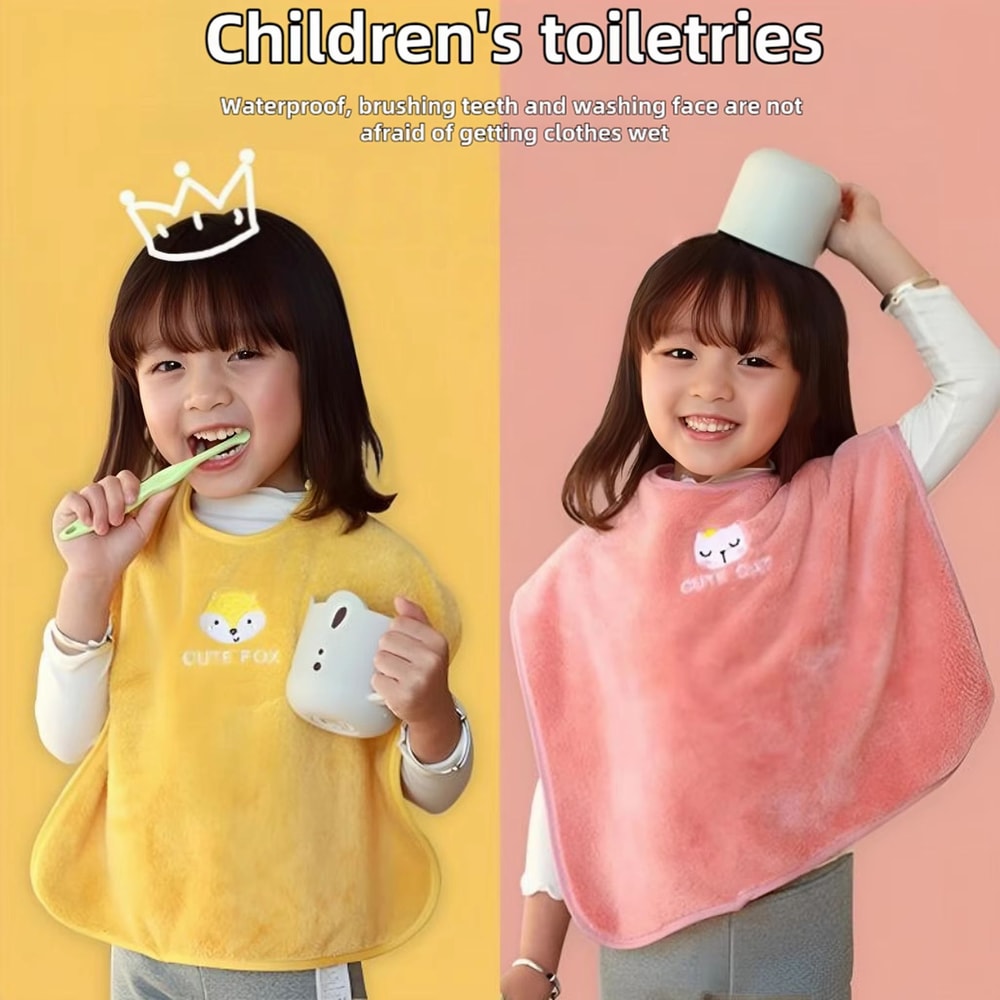 Kids Waterproof Towel Bib For Brushing Teeth And Face Washing Soft Skin Friendly Grooming Bib 0