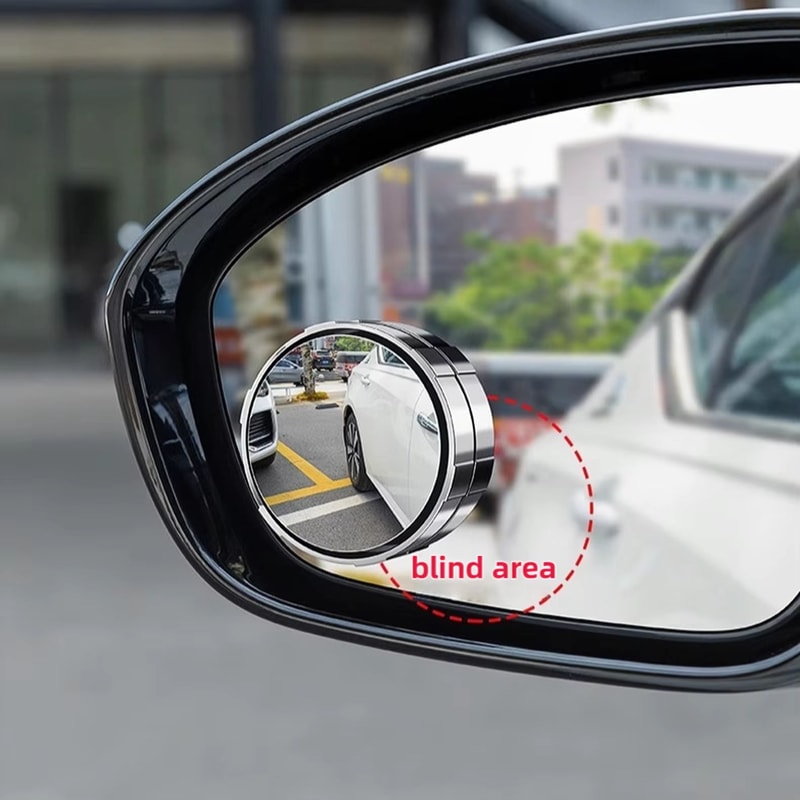 2PCS Suction Cup Blind Spot Mirror 360 Degree Adjustable Wide Angle Convex Mirrors For Safer Lane C 0