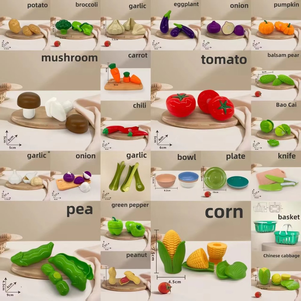 Kids Kitchen Toy Set With Pretend Play Kitchen Accessories And Fruit Cutting Toy Set For Early Lear 9