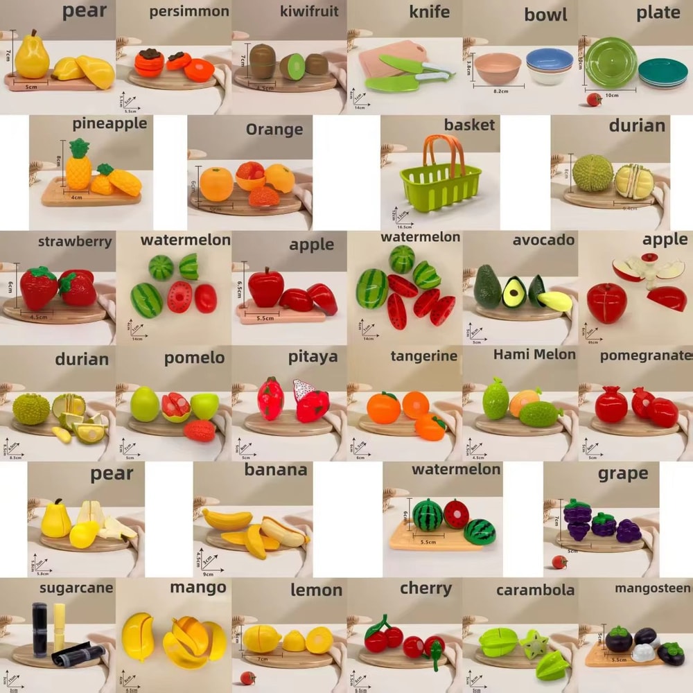 Kids Kitchen Toy Set With Pretend Play Kitchen Accessories And Fruit Cutting Toy Set For Early Lear 8