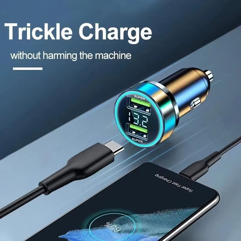 240W Dual USB Fast Charging Car Charger With Digital Display And Ambient Light For 12V24V Vehicles 1