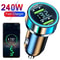 240W Dual USB Fast Charging Car Charger With Digital Display And Ambient Light For 12V24V Vehicles 4