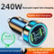 240W Dual USB Fast Charging Car Charger With Digital Display And Ambient Light For 12V24V Vehicles 7