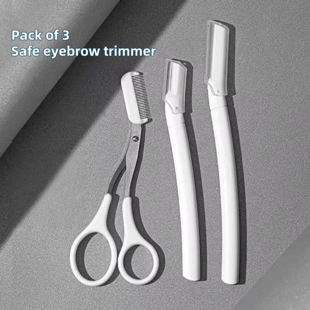 3Piece Stainless Steel Eyebrow Razor Set Portable Eyebrow Trimmer And Safety Eyebrow Shaper Tool Fo 5