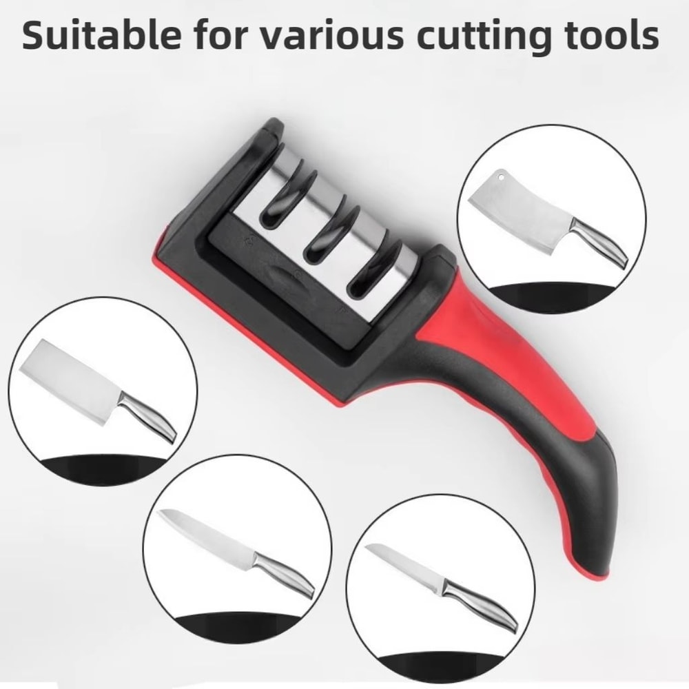 3 Stage Hand Crank Kitchen Knife Sharpener With Non Slip Base For Fast Safe Sharpening 1