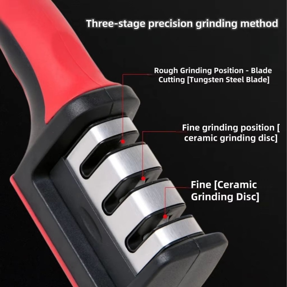 3 Stage Hand Crank Kitchen Knife Sharpener With Non Slip Base For Fast Safe Sharpening 2