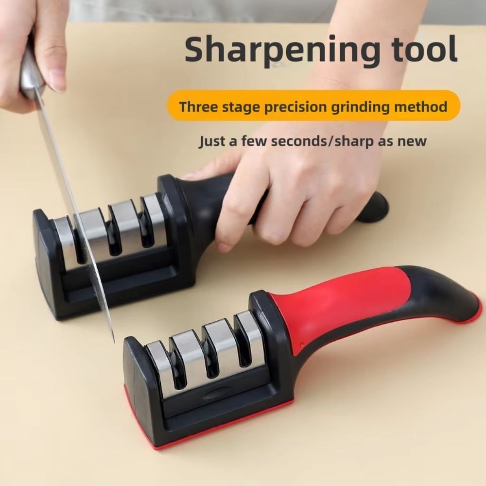 3 Stage Hand Crank Kitchen Knife Sharpener With Non Slip Base For Fast Safe Sharpening 3