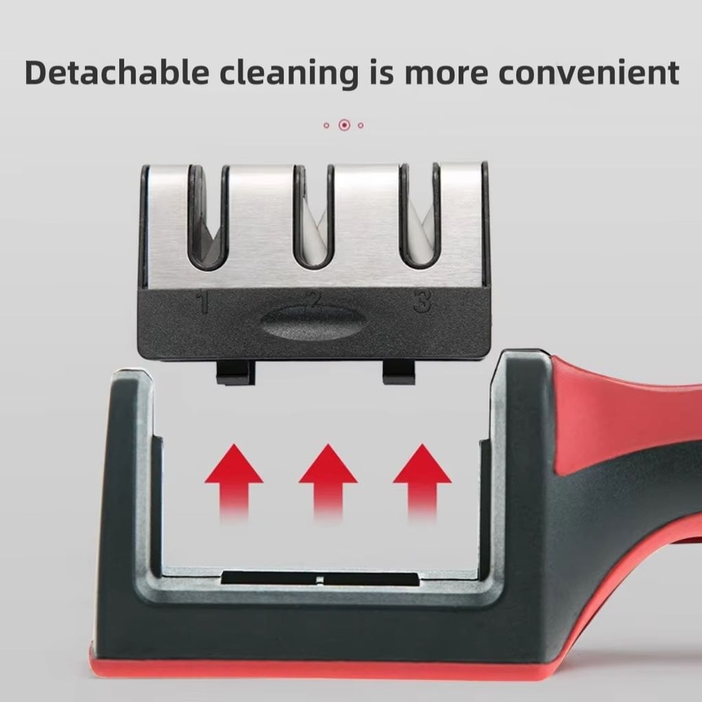 3 Stage Hand Crank Kitchen Knife Sharpener With Non Slip Base For Fast Safe Sharpening 4