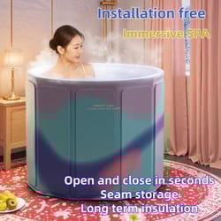 folding portable bathtub for adults and kids full body thickened temperature lock soak tub