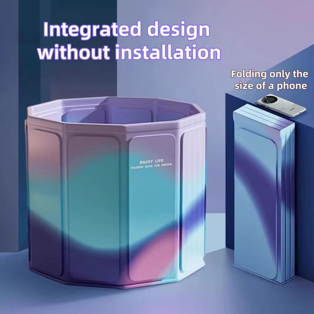 Folding Portable Bathtub For Adults And Kids Full Body Thickened Temperature Lock Soak Tub 1