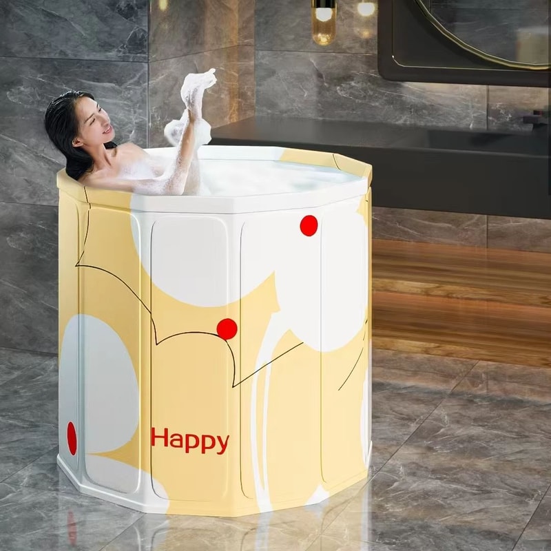 Folding Portable Bathtub For Adults And Kids Full Body Thickened Temperature Lock Soak Tub 8