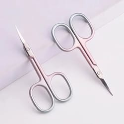 coral pink ambidextrous cuticle scissors extra fine curved precision manicure tool