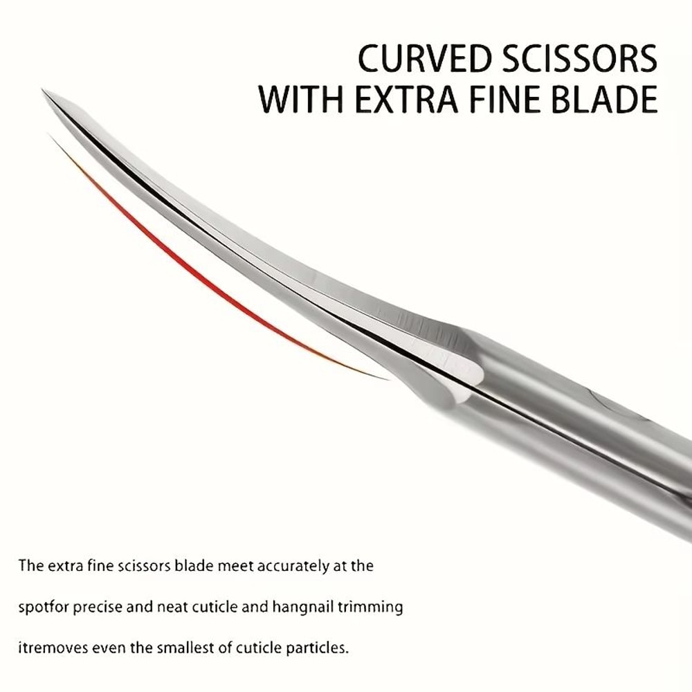 Coral Pink Ambidextrous Cuticle Scissors Extra Fine Curved Precision Manicure Tool 2