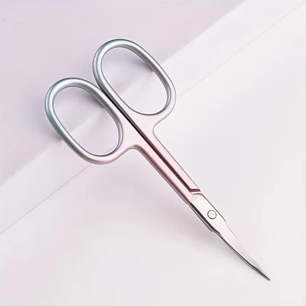 Coral Pink Ambidextrous Cuticle Scissors Extra Fine Curved Precision Manicure Tool 4