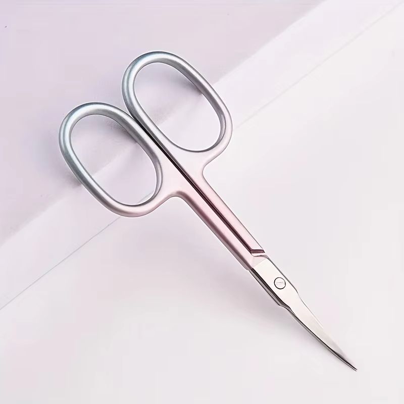Coral Pink Ambidextrous Cuticle Scissors Extra Fine Curved Precision Manicure Tool 4