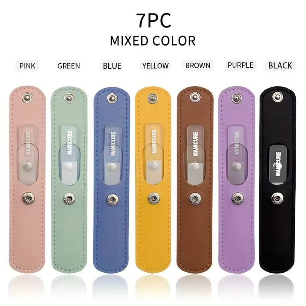 Crystal Glass Nail File And Doublesided Nail Buffer With Leather Case Portable Manicure Tool For Tr 8