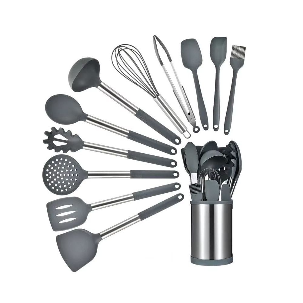 12Piece 360 Rotating Base Silicone Kitchen Utensil Set HeatResistant NonToxic Cooking And Baking To 0
