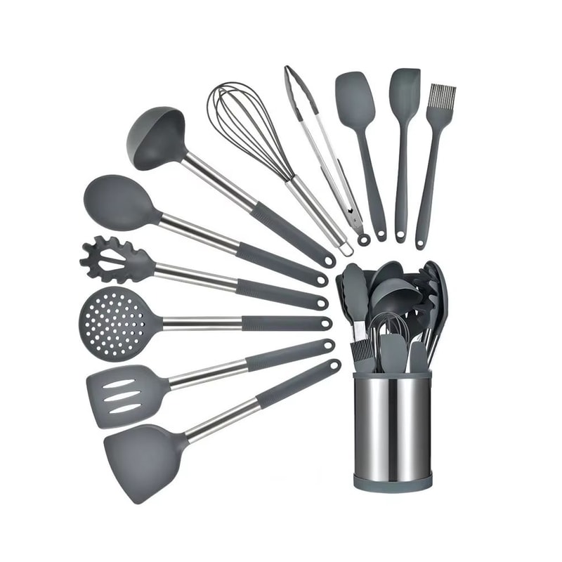 12Piece 360 Rotating Base Silicone Kitchen Utensil Set HeatResistant NonToxic Cooking And Baking To 0