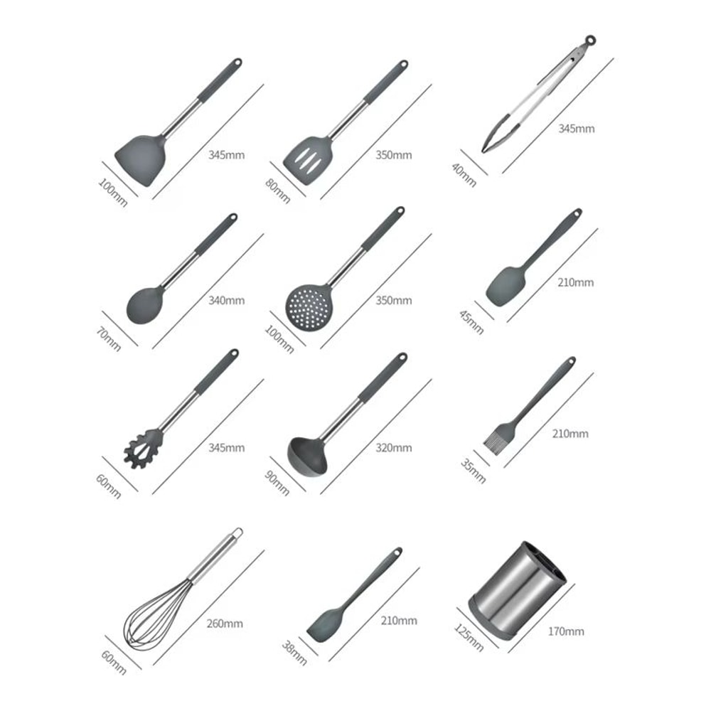 12Piece 360 Rotating Base Silicone Kitchen Utensil Set HeatResistant NonToxic Cooking And Baking To 5