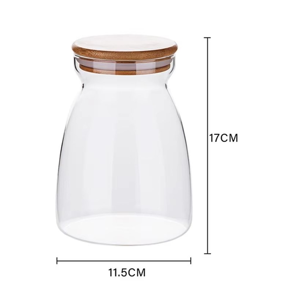KEMORELA Glass Airtight Canister With Wood Lid For Tea Coffee And Kitchen Storage 6