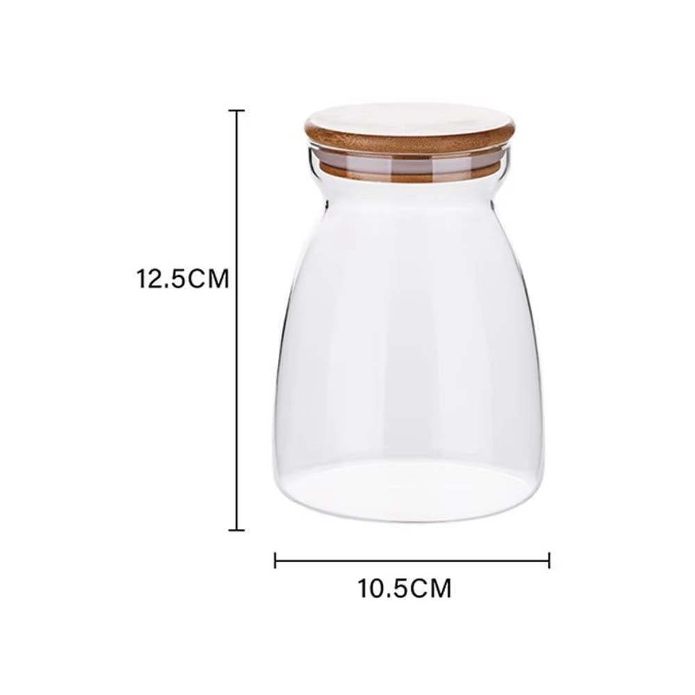KEMORELA Glass Airtight Canister With Wood Lid For Tea Coffee And Kitchen Storage 7
