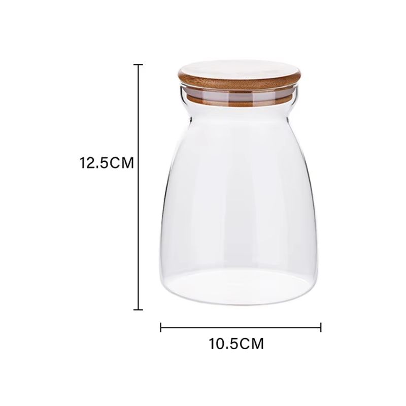 KEMORELA Glass Airtight Canister With Wood Lid For Tea Coffee And Kitchen Storage 7