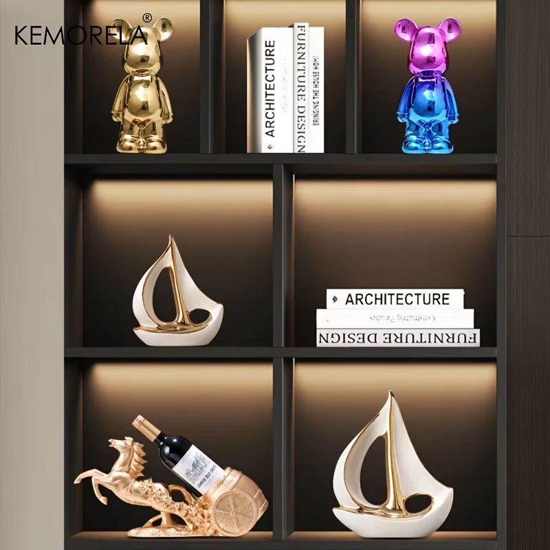 Luxury Ceramic Sailboat Sculpture Decorative Boat Figurine For Home And Office 4