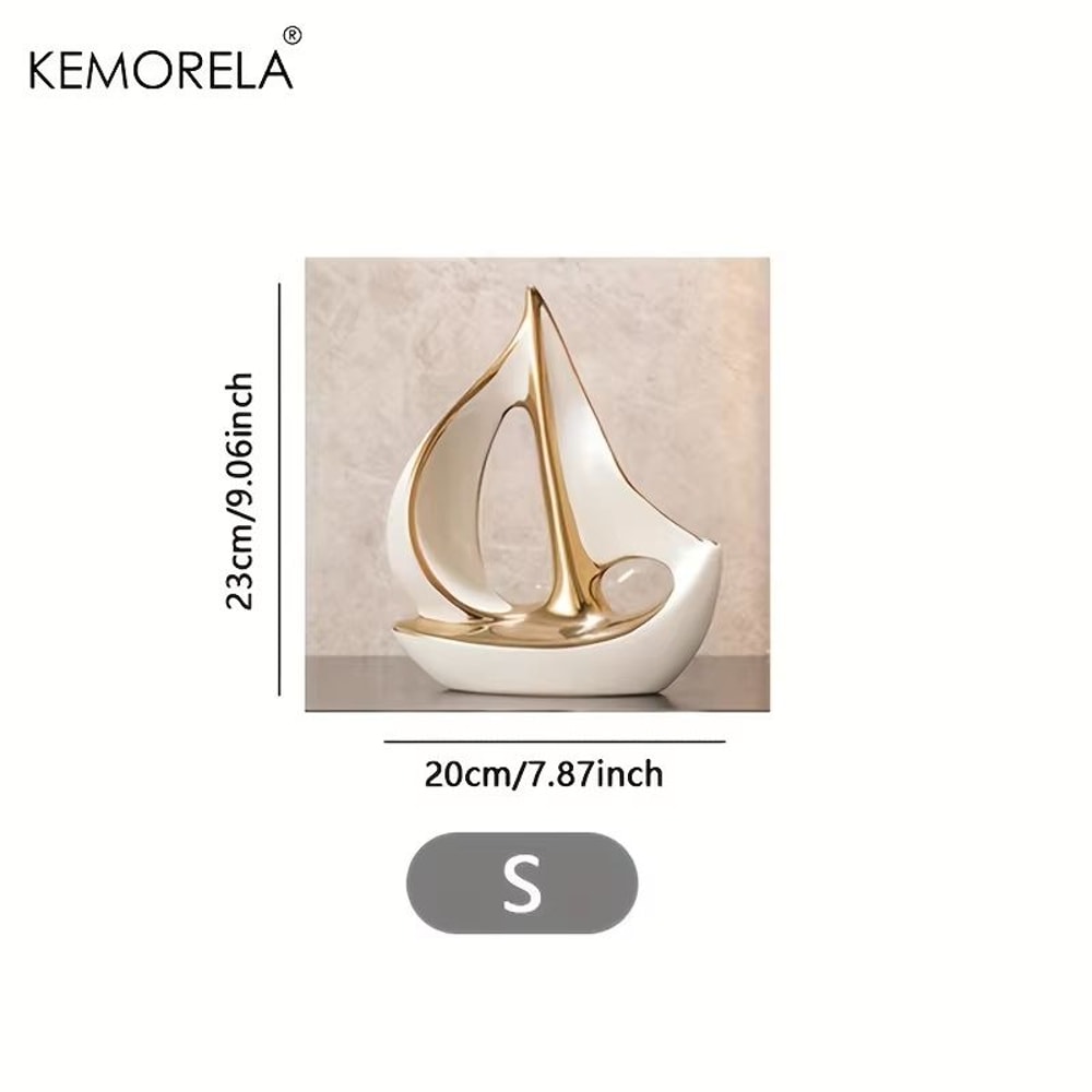 Luxury Ceramic Sailboat Sculpture Decorative Boat Figurine For Home And Office 6
