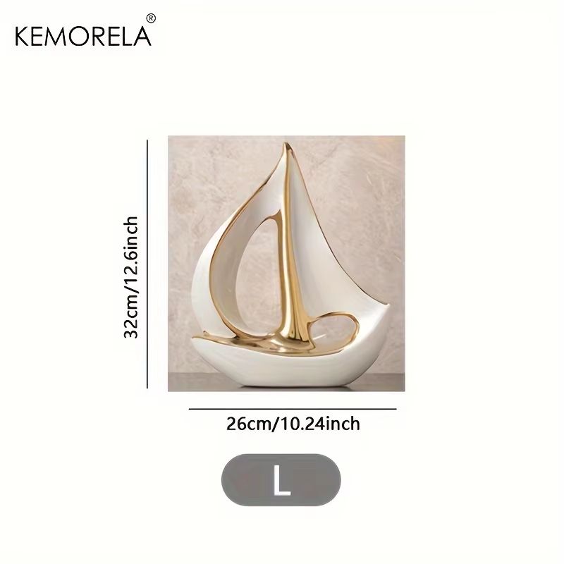 Luxury Ceramic Sailboat Sculpture Decorative Boat Figurine For Home And Office 7