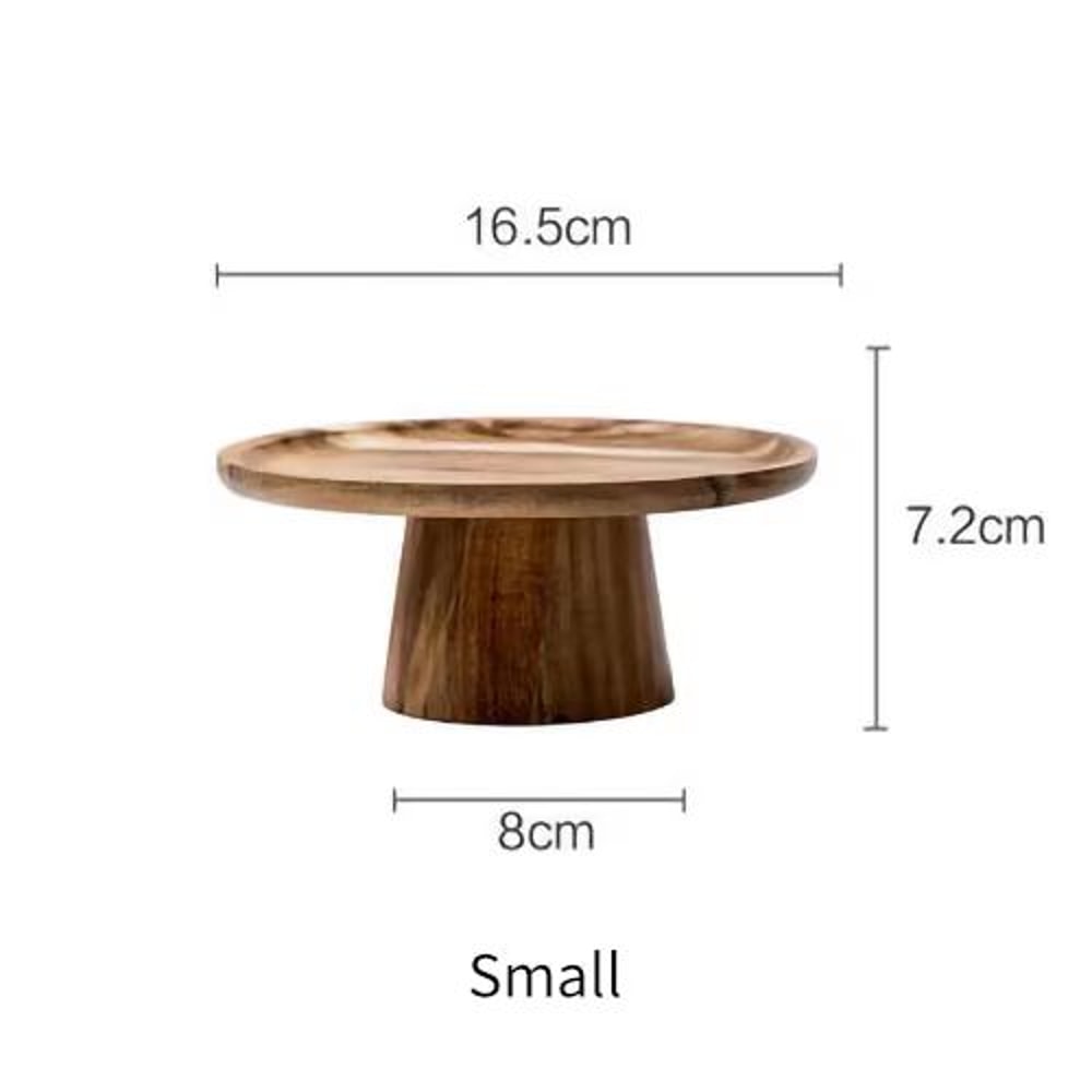 KEMORELA High Stand Wooden Cake Plate Eco Natural Wood Serving Tray 7