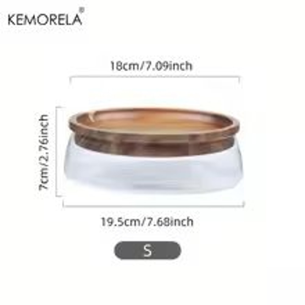 Double Layer Glass Bowl With Wooden Tray And Lid For Kitchen Storage 6